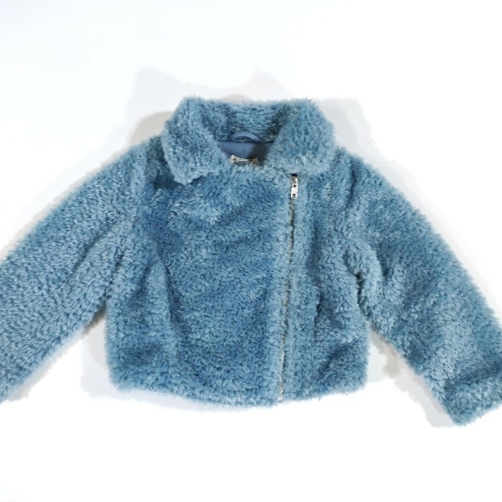 kidpik Soft Blue Fuzzy Puffer Jacket